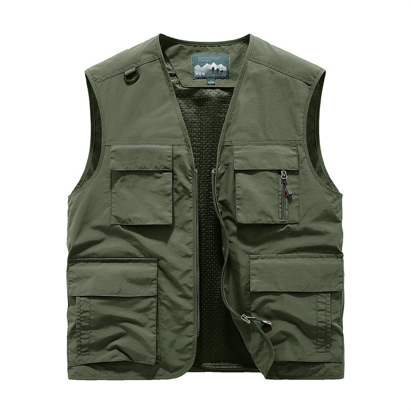 Wholesale Men Custom Logo Outdoor V-Neck Quick Dry Breathable  Fishing Traveling Utility Jacket Vest