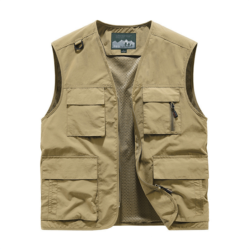 Wholesale Men Custom Logo Outdoor V-Neck Quick Dry Breathable  Fishing Traveling Utility Jacket Vest