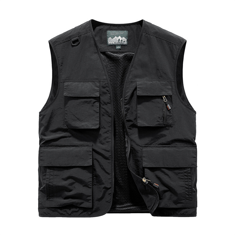 Wholesale Men Custom Logo Outdoor V-Neck Quick Dry Breathable  Fishing Traveling Utility Jacket Vest