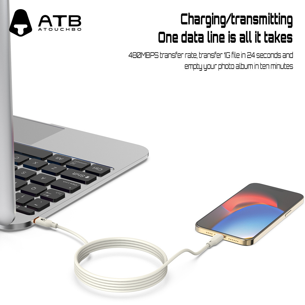 Atouchbo Manufacturer Silicone Micro Usb Charging And Data Sync Cable For iPhone Type C Mobile Phone Charger