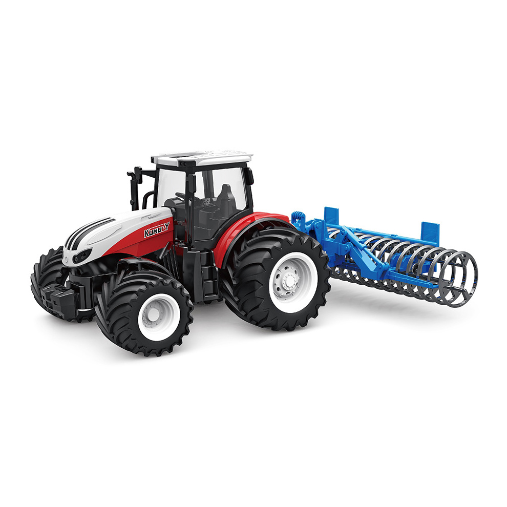 1/24 Scale Model 6CH 2.4GHZ Plastic Rubber Tyre Toys RC Tractor With Land Leveling Function