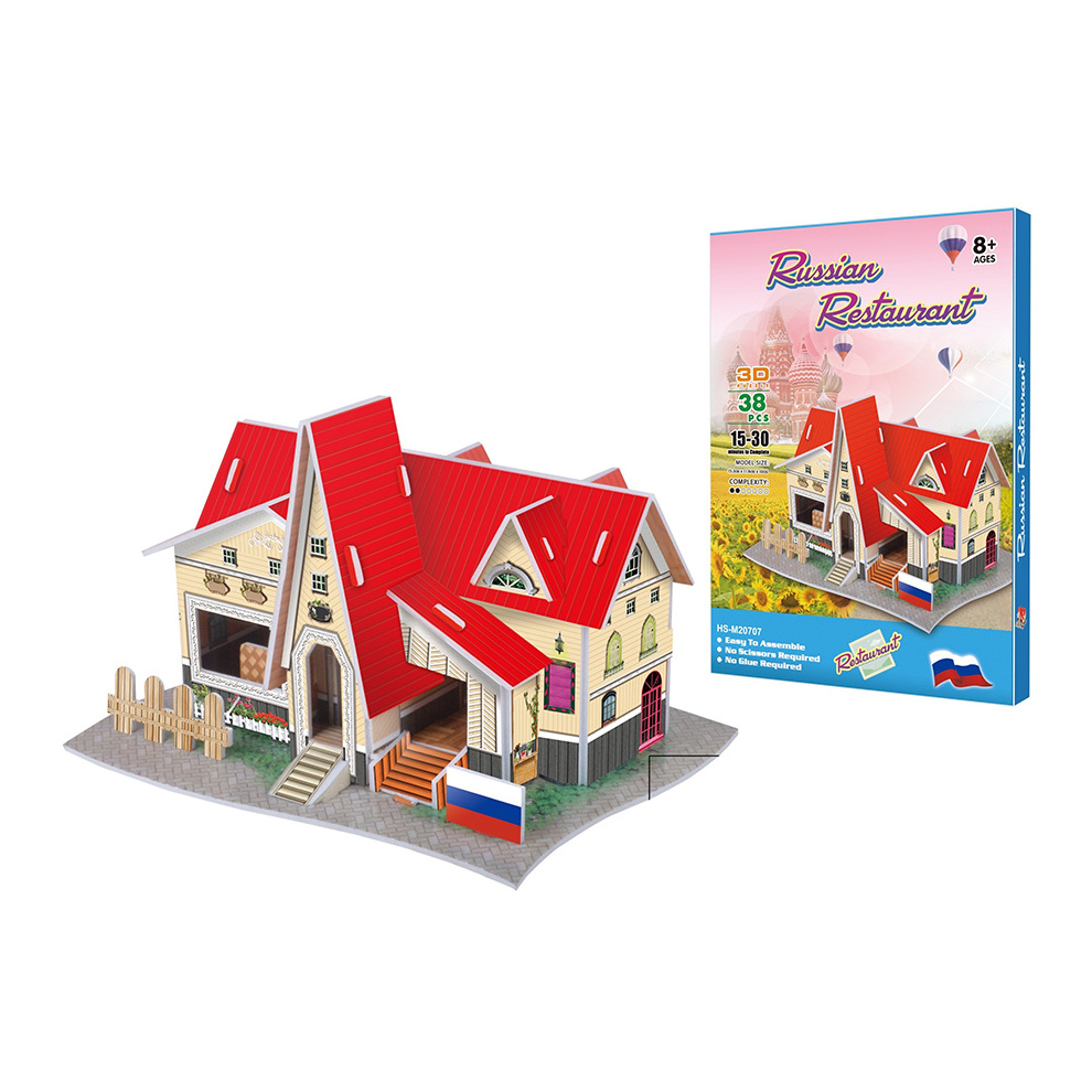 Red Restaurant Model DIY Puzzle Foam Craft Kit 3D Paper House For Kids