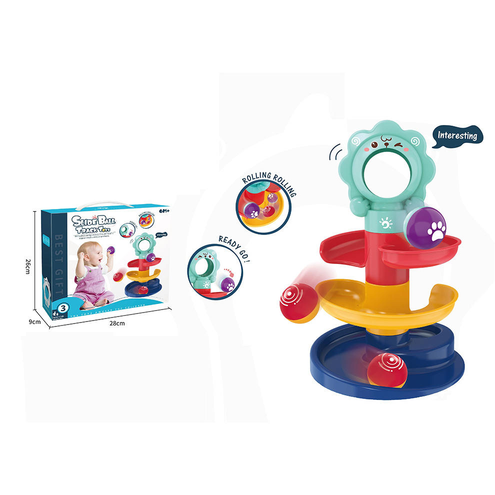 Baby Finger Play Table Game Rolling Track Ball Toy With 3 Layers Tower