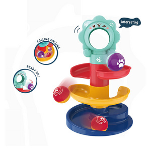 Baby Finger Play Table Game Rolling Track Ball Toy With 3 Layers Tower