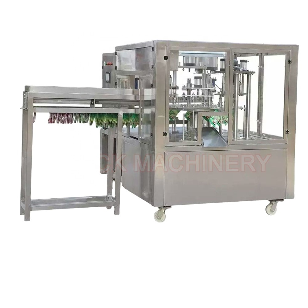 Automatic high accuracy double slot 4 nozzles yogurt spout pouch packaging machine 1000ml manufacturer