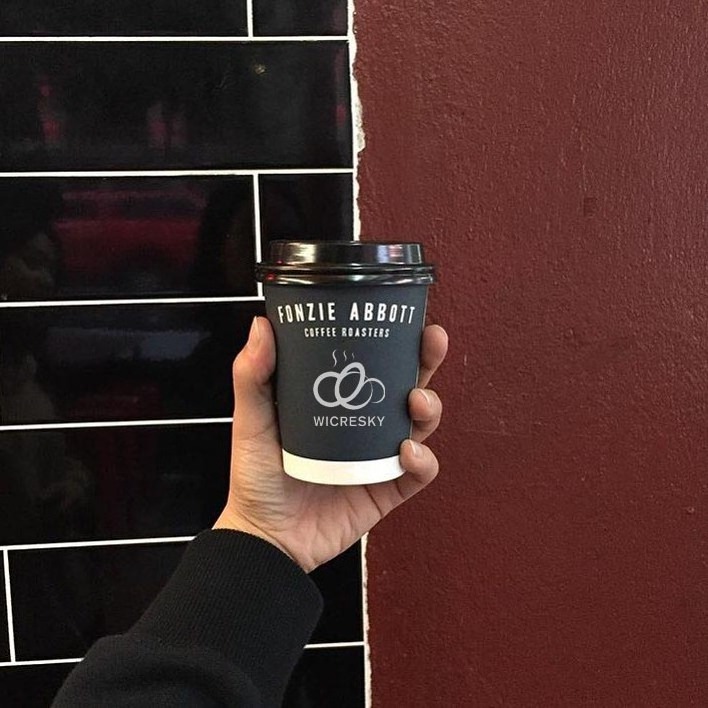 AT PACK Custom Cafe cup Coffee Eco Friendly Takeaway 6 oz 8 oz 12oz Disposable Black Coffe Cup Paper Hot Coffee Cups With Lids