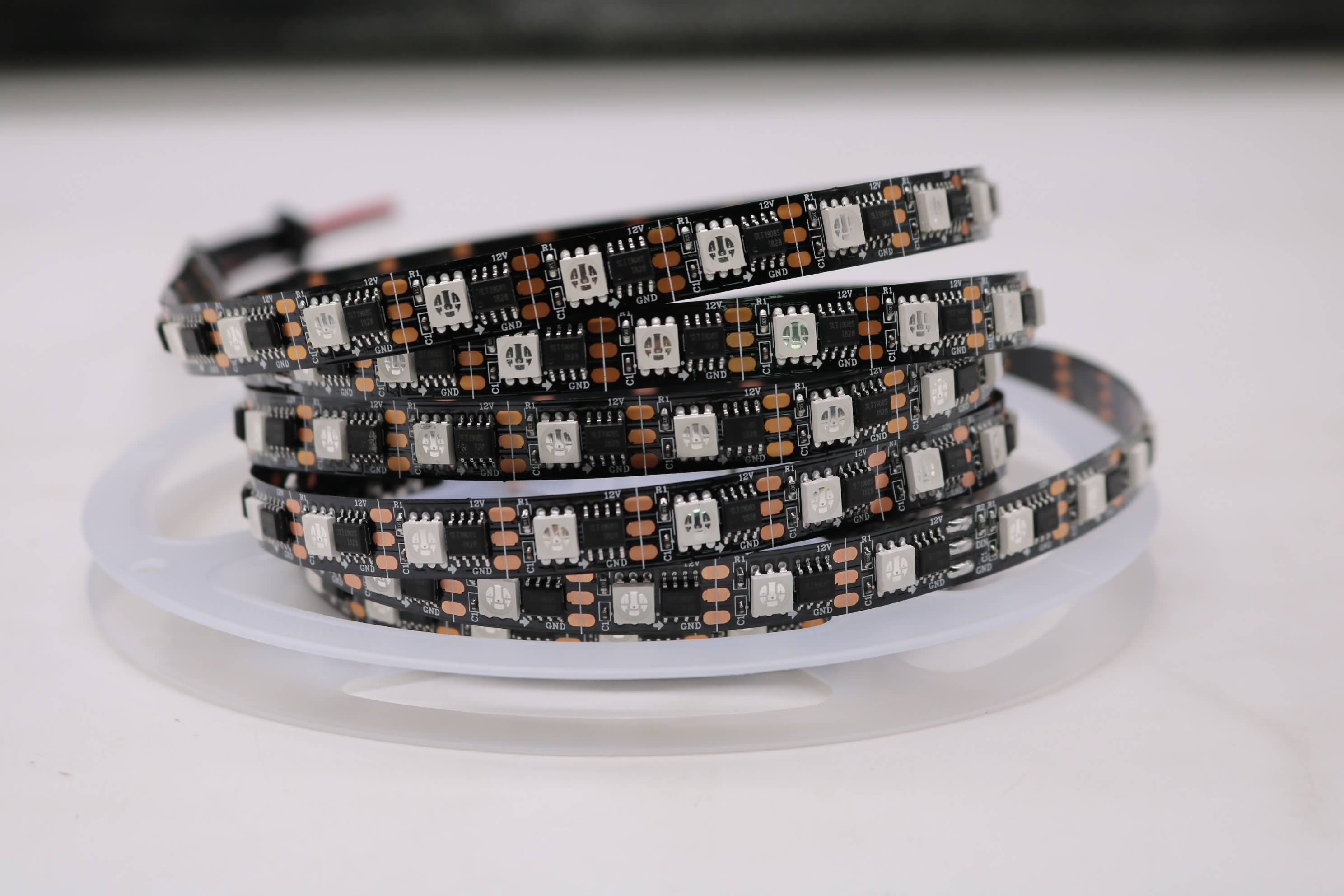 Multi color 5050 SMD 1908 IC controlled addressable RGB LED Strip light 12v