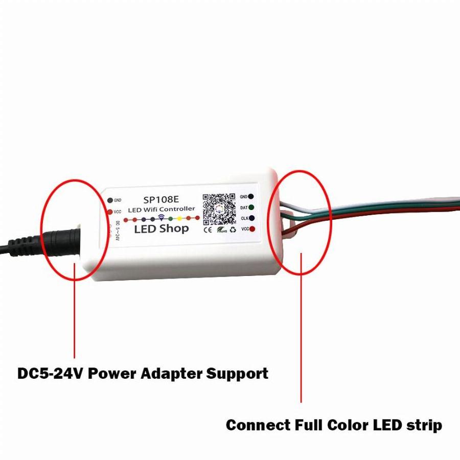 DC5-24v Smart wifi pixel led controller SP108E LED shop APP for addressable RGB RGBW strip lighting DIY