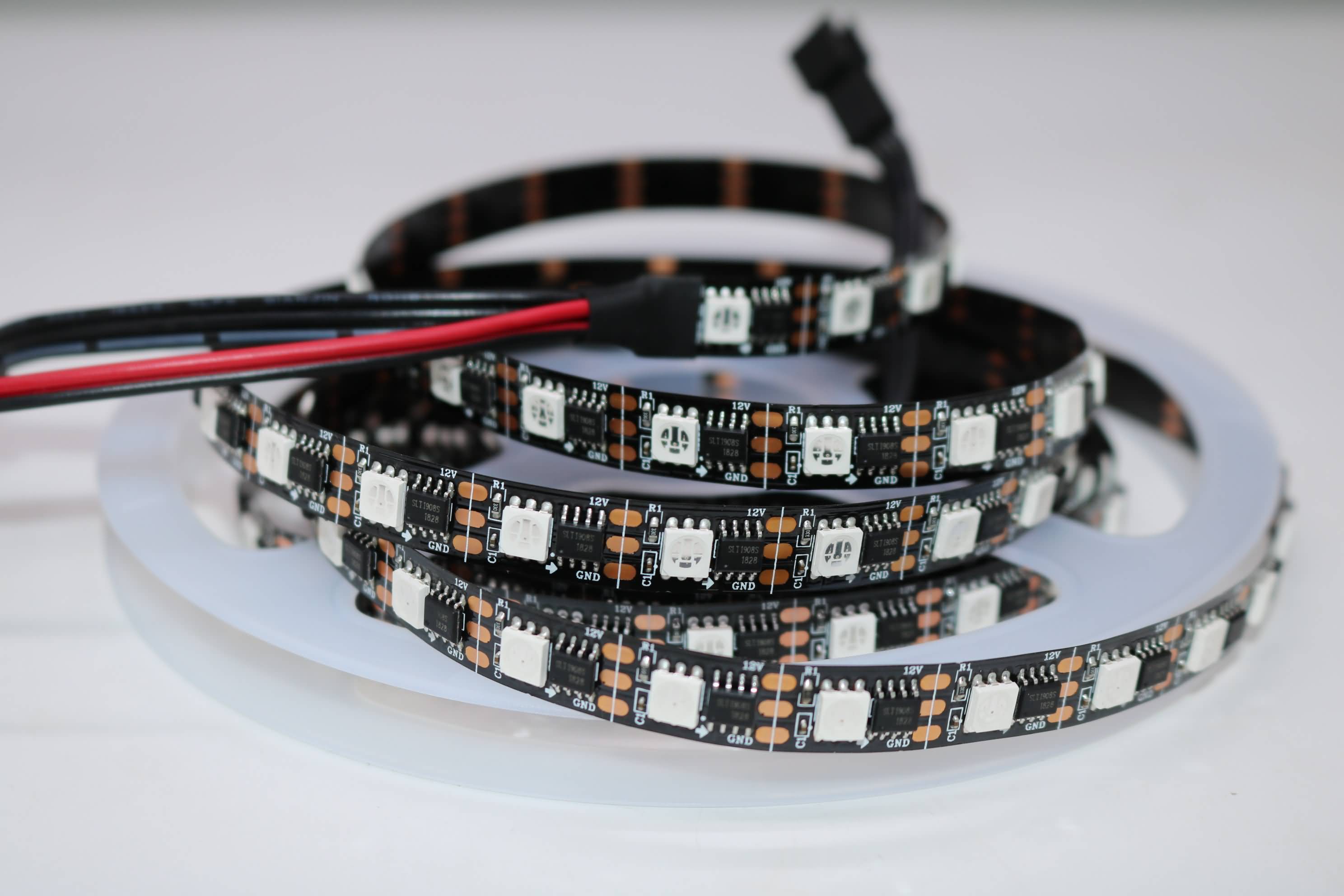 Multi color 5050 SMD 1908 IC controlled addressable RGB LED Strip light 12v