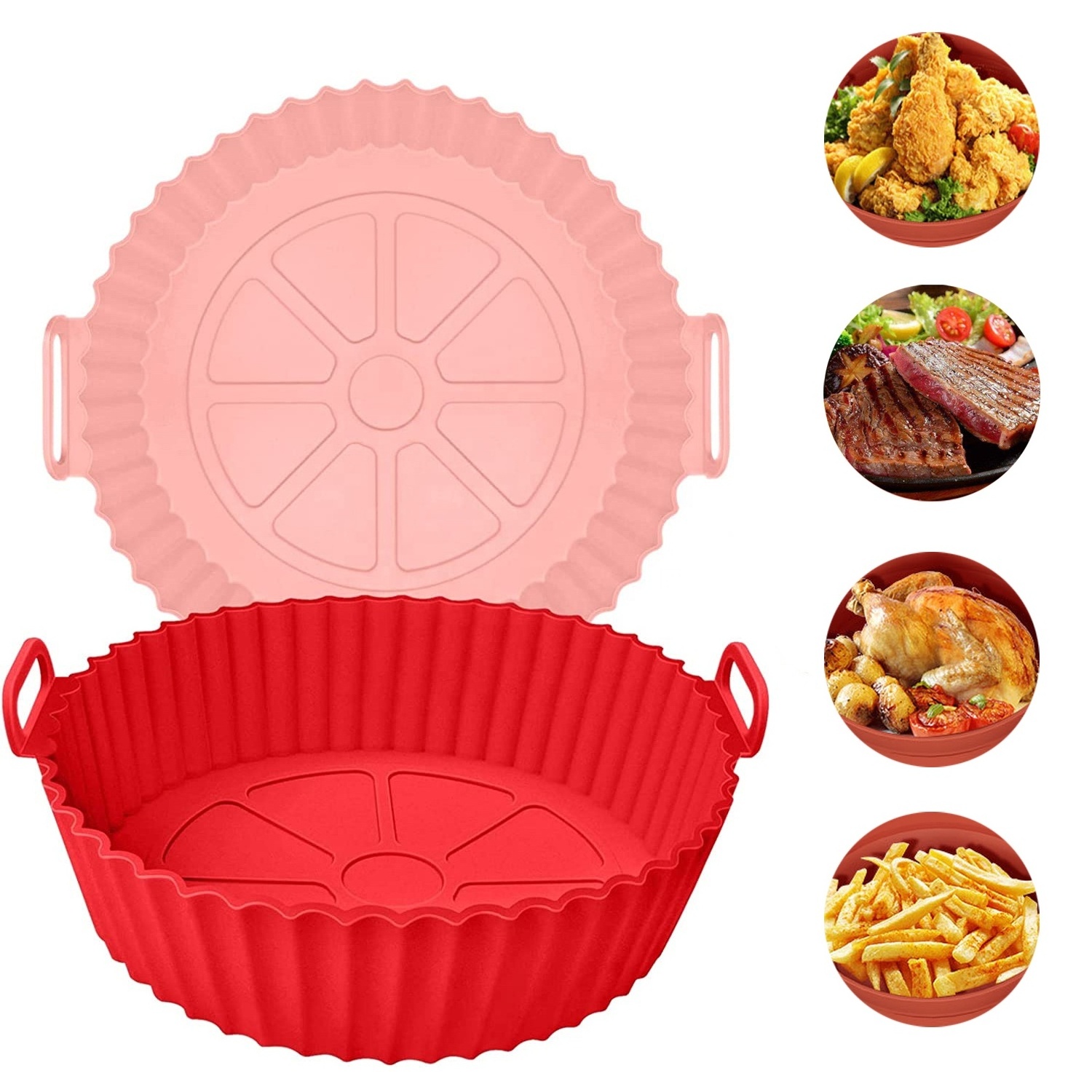 Air Fryer Silicone Liner 7.5 Inch Food Safe Nonstick Silicone Heat Resistant, Easy Clean Liner, Suitable for Oven, Microwave