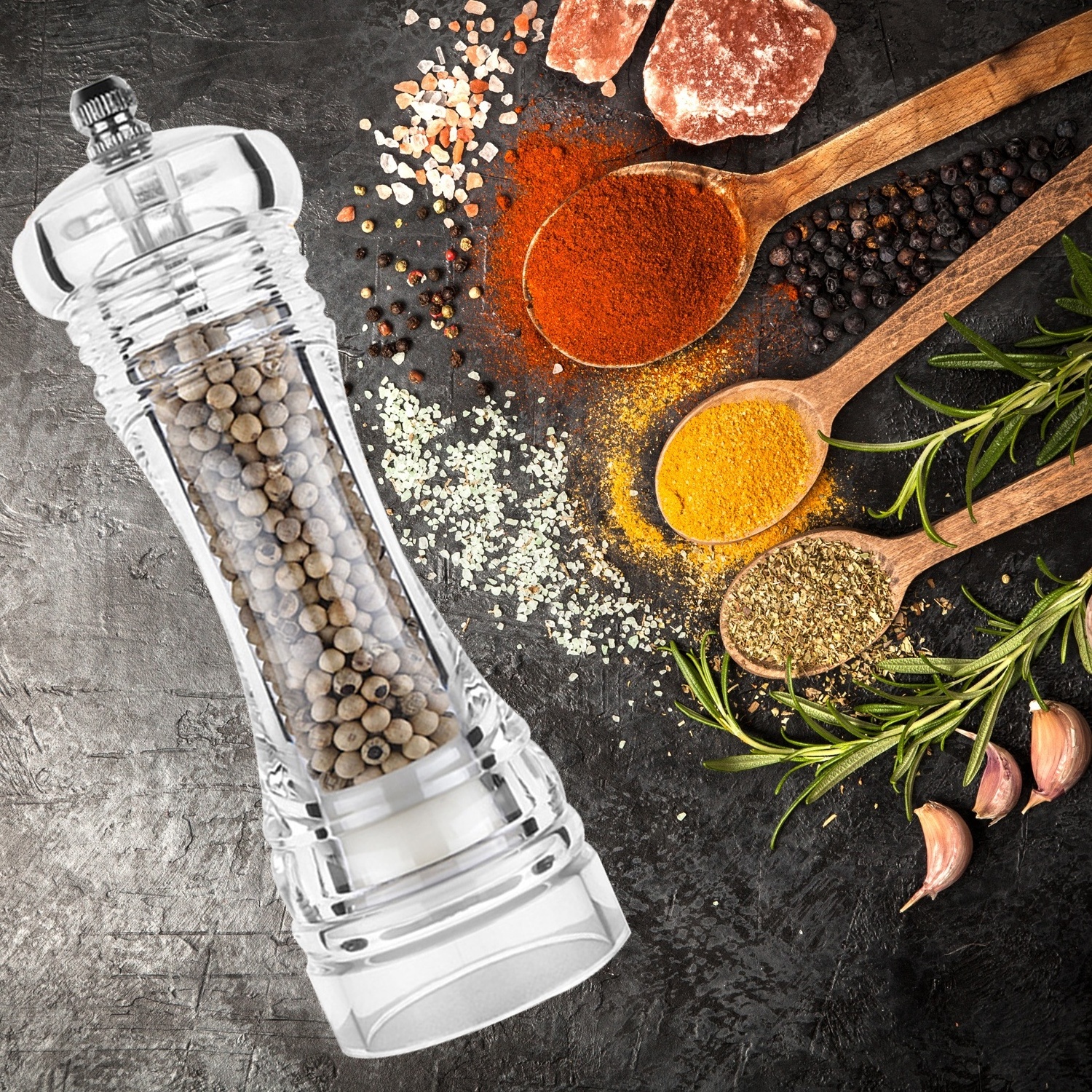 Kitchen Grinding Tool Acrylic Spices Mill Shaker 4/5/6 Inch Clear Ceramic Manual Pepper Sea Salt Grinder