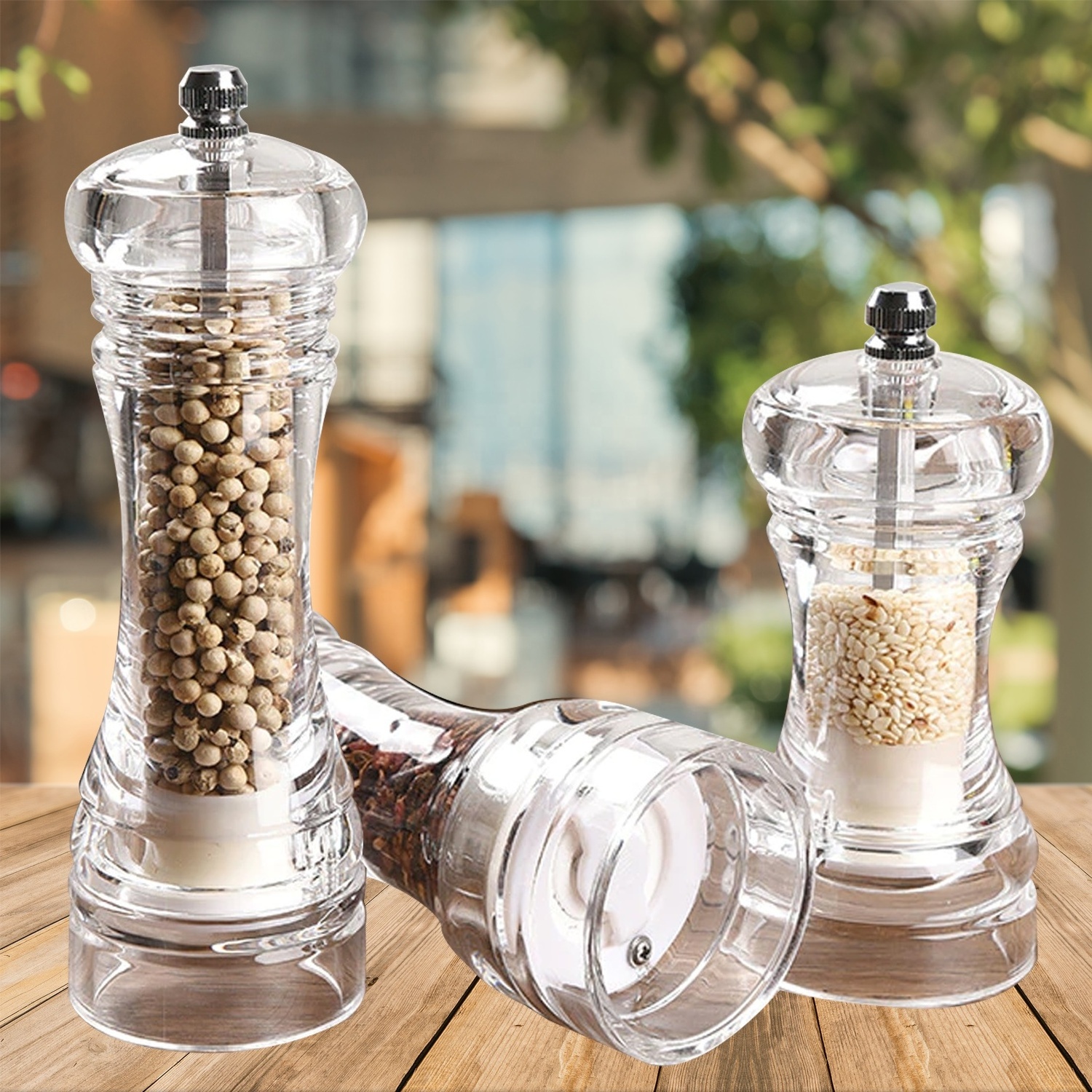 Kitchen Grinding Tool Acrylic Spices Mill Shaker 4/5/6 Inch Clear Ceramic Manual Pepper Sea Salt Grinder