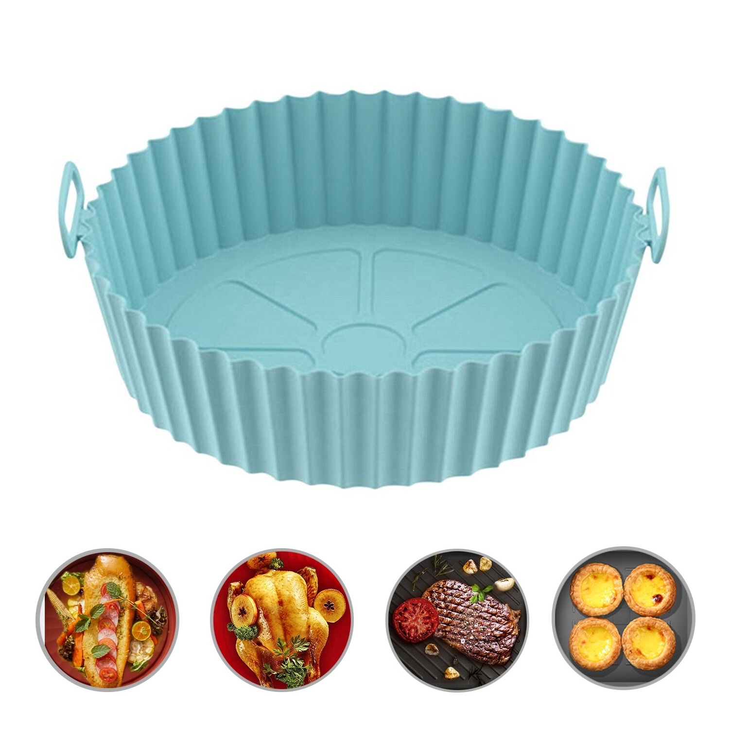 Air Fryer Silicone Liner 7.5 Inch Food Safe Nonstick Silicone Heat Resistant, Easy Clean Liner, Suitable for Oven, Microwave