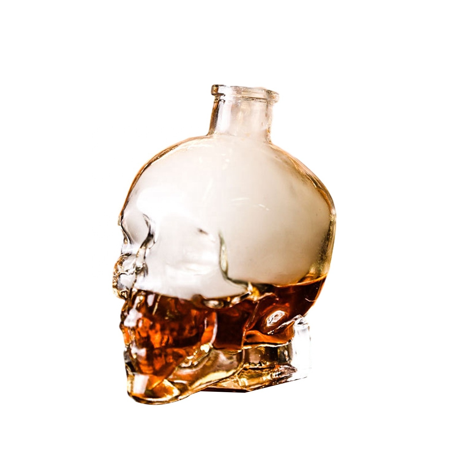 750ml Cork Top Skull Shaped Glass Bottle Whisky Gin Vodka Rum Decanter Skull Wine Bottle