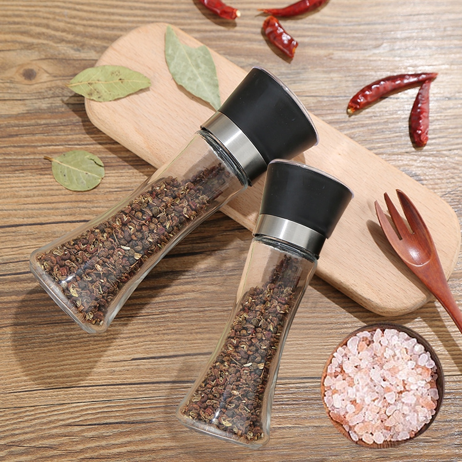 Seasoning Bottle Adjustable Coarse Mills Portable Spice Jar Containers Manual Salt Pepper Mill Grinder