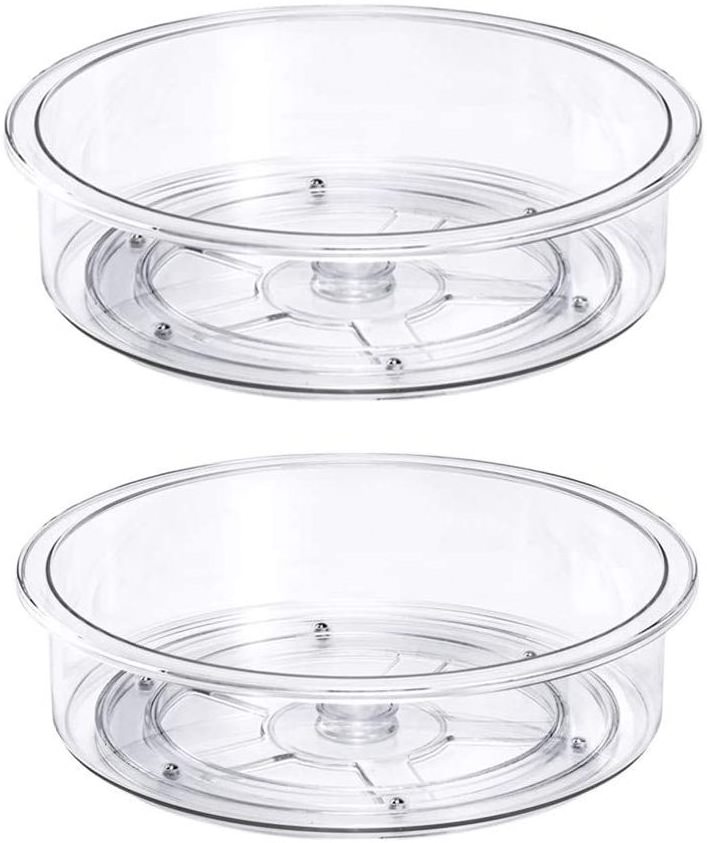 Plastic Turntable Spinner for Kitchen Fridge and Bathroom Cabinet Organizer Clear Turntable Food Storage Container