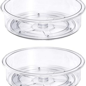 Plastic Turntable Spinner for Kitchen Fridge and Bathroom Cabinet Organizer Clear Turntable Food Storage Container