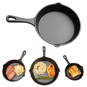 8" 10" 12 inch Oven Safe Cast Iron Skillet Grill Pan Non-stick Cookware with Side drip lips Iron Frying Pan