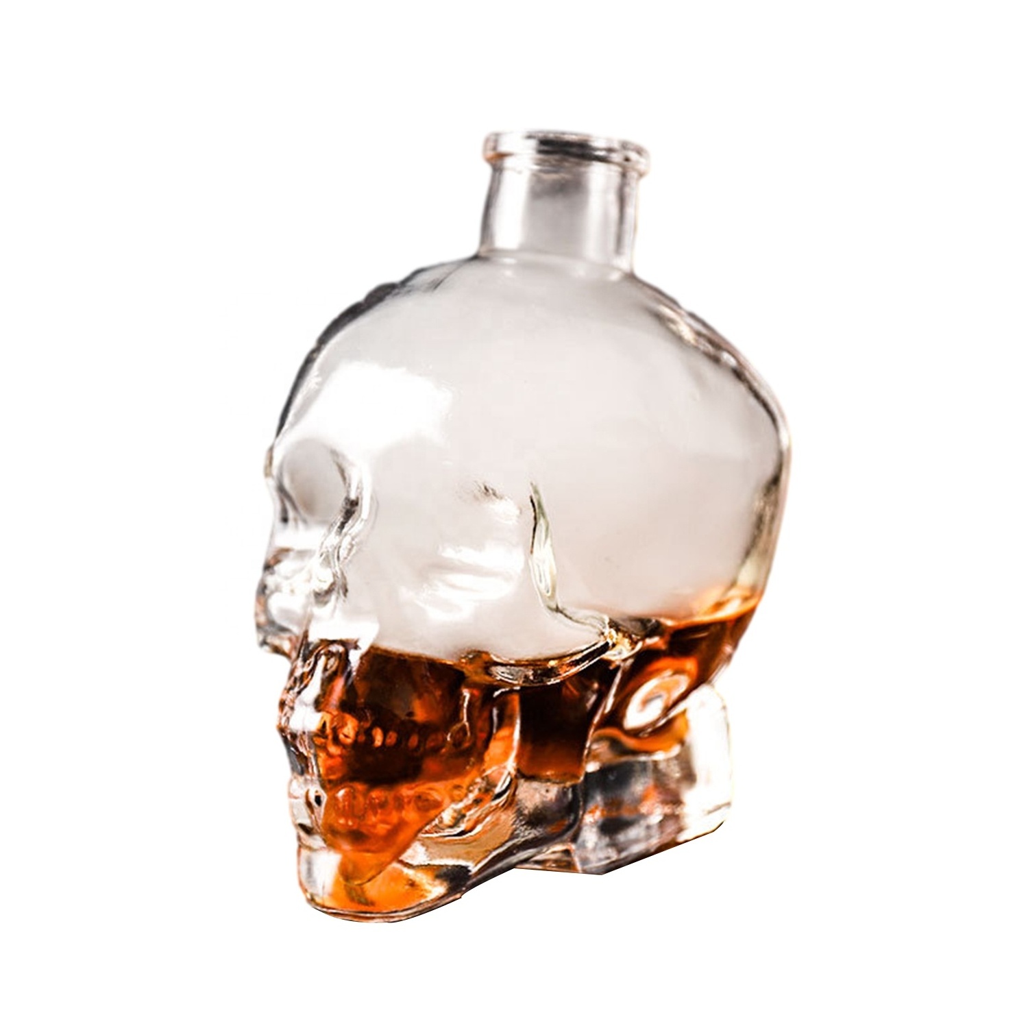 750ml Cork Top Skull Shaped Glass Bottle Whisky Gin Vodka Rum Decanter Skull Wine Bottle