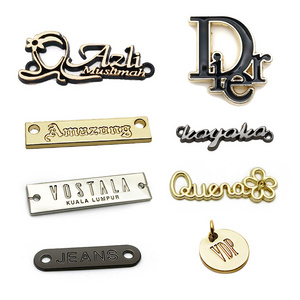 High Quality Custom Brand Name Letter Engraved Plate Tag Garment Metal Logo Labels for Clothing