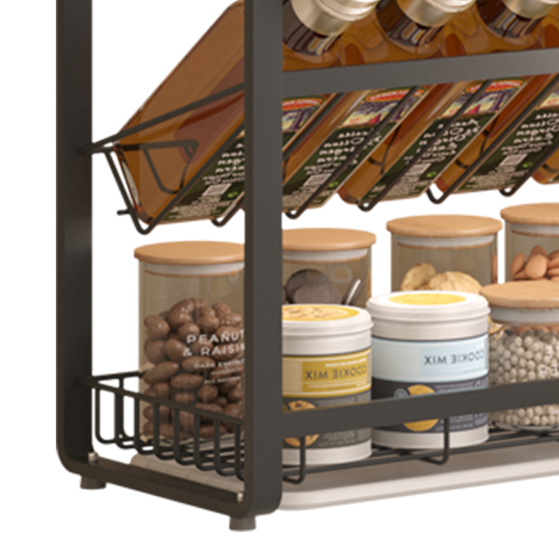 Best Quality Kitchen Storage Four Layers Heavy Duty Shelves For Bottles Wall Shelves With Slanted Spice Rack Wall Mount