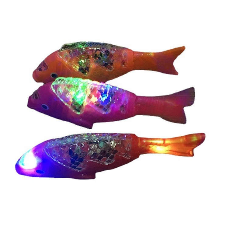 Electric rocking fish new plastic electric toy fish with LED light and music battery powered flashing toy BO fish toy for kids