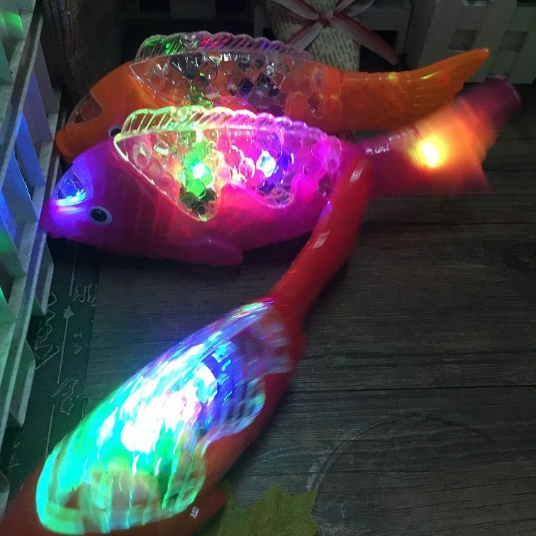 Electric rocking fish new plastic electric toy fish with LED light and music battery powered flashing toy BO fish toy for kids