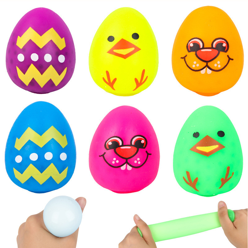 Hot selling egg pinch fun funny animal creative Easter flour water drop simulation egg vent ball squeeze toy