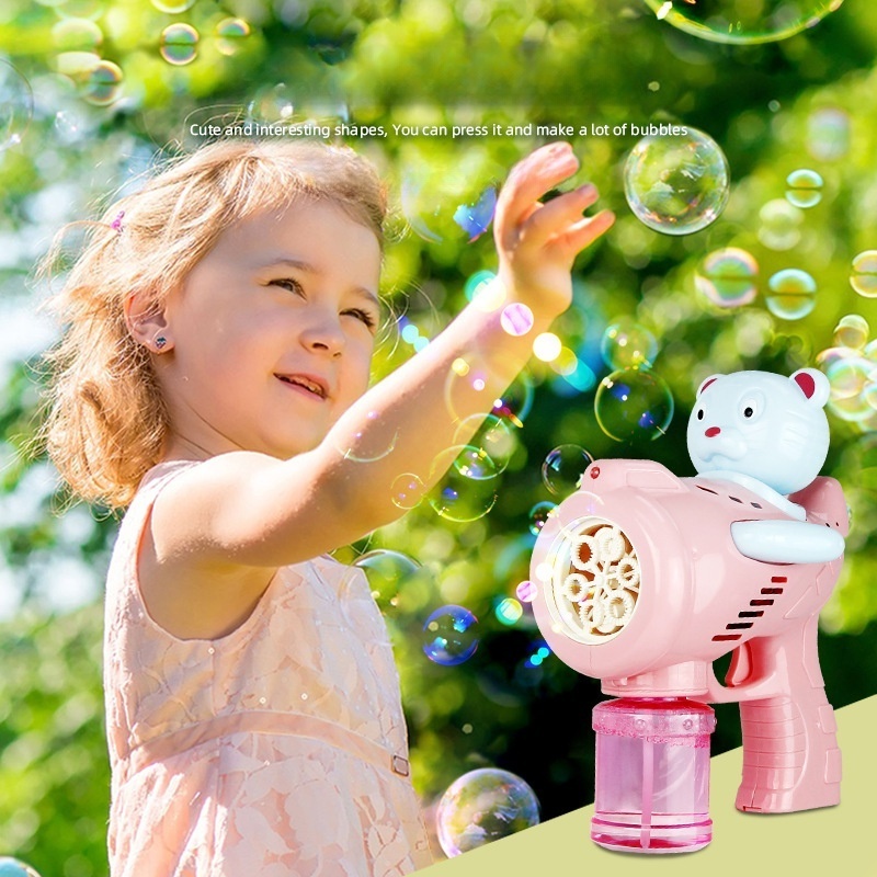 Summer outdoor non-toxic automatic Battery Operation Outdoor Summer Bubble Machine Plastic Children Bubble Gun