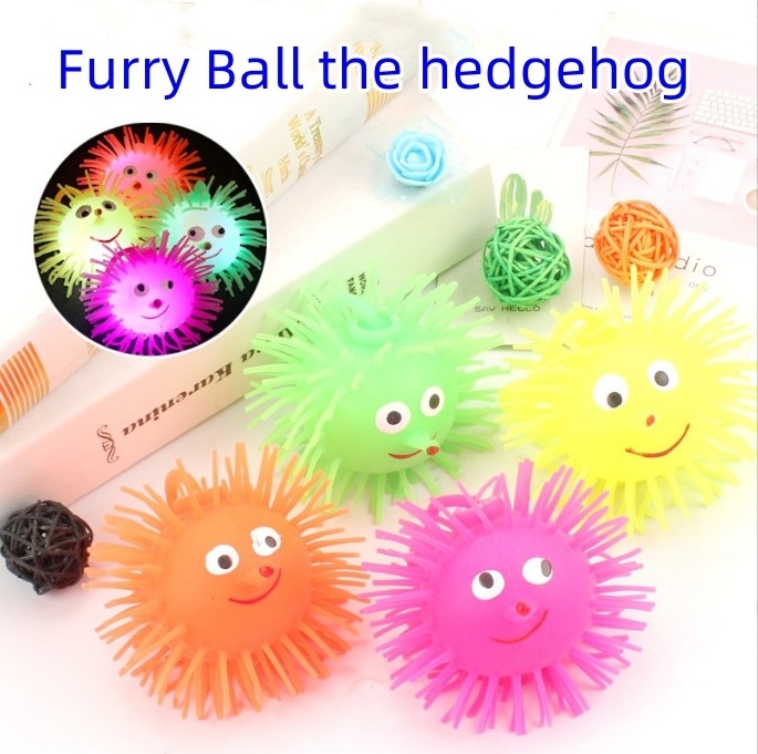 Hot selling Squeeze Stress Toys Tpr Hedgehog  Toys Colorful Glowing Smile Nose Puffer Balls for Kids