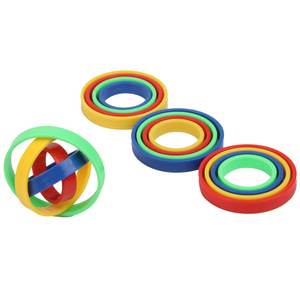 Creative colorful finger gyro orbiting rings spinner children educational toys decompression toy