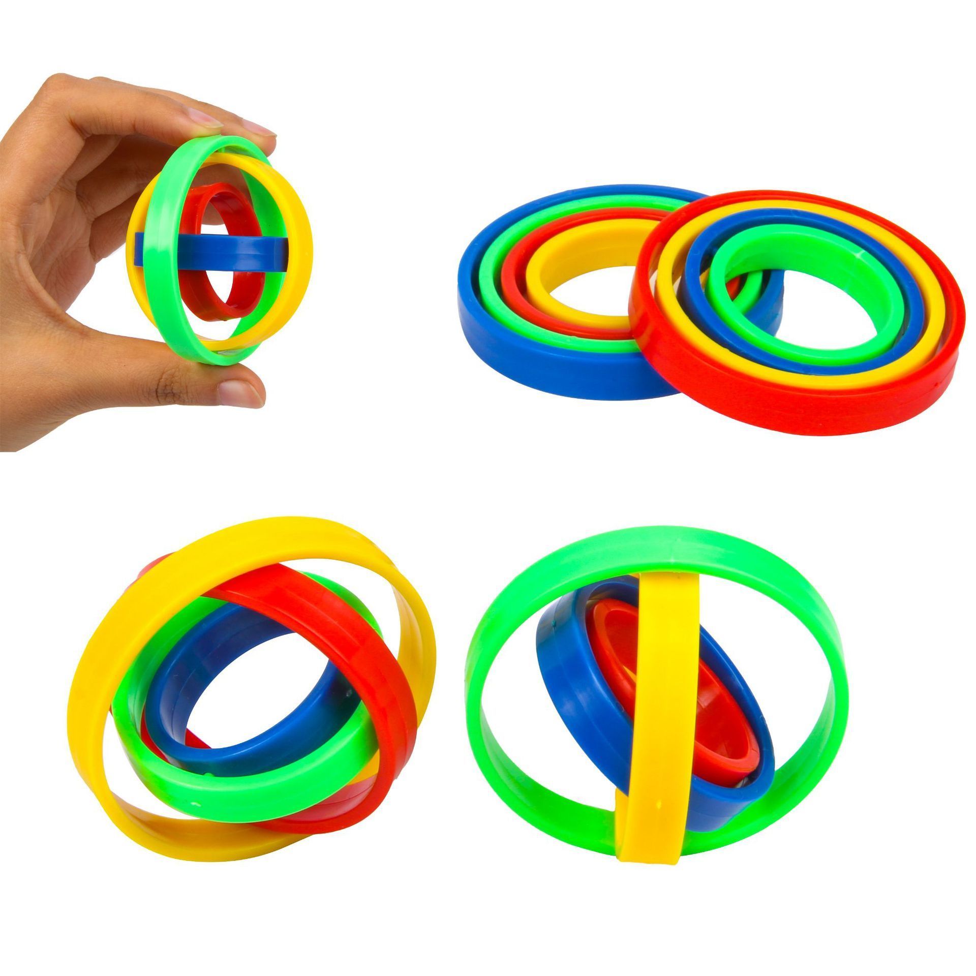 Creative colorful finger gyro orbiting rings spinner children educational toys decompression toy