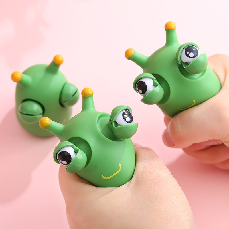 Green Bug Eyes Popping Squeeze Toy Cartoon Eyeball Burst Bug Decompression Toy Silicone Stress Relief Pinch Sensory Fidget Toy