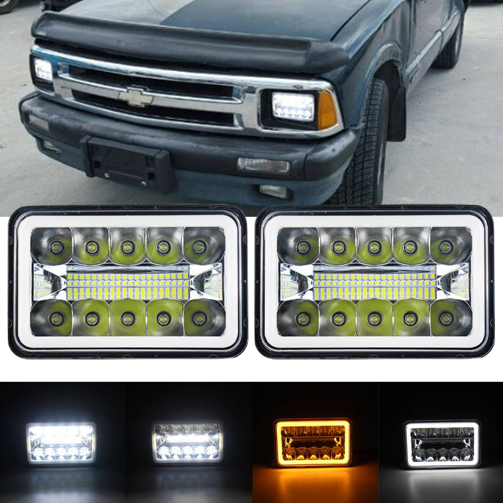 Atubeix 4*6 Amber Turn Signal Use For Jeep Cherokee XJ Truck LED Projector Headlight Hi-Lo Beam DRL