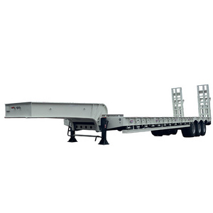 Capacity Equipment Lowbed Semi Trailer Low Bed Use Ramp 3 Axles 70 Tons Steel ATUXCN Truck Trailers