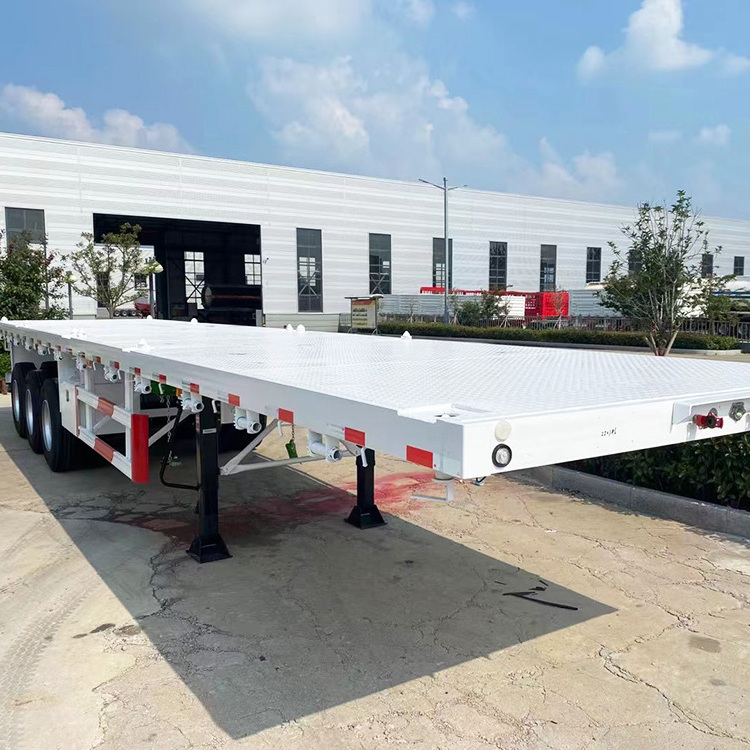 3 Axle 20FT Shipping Container Flatbed Semi Truck Bolster Trailers