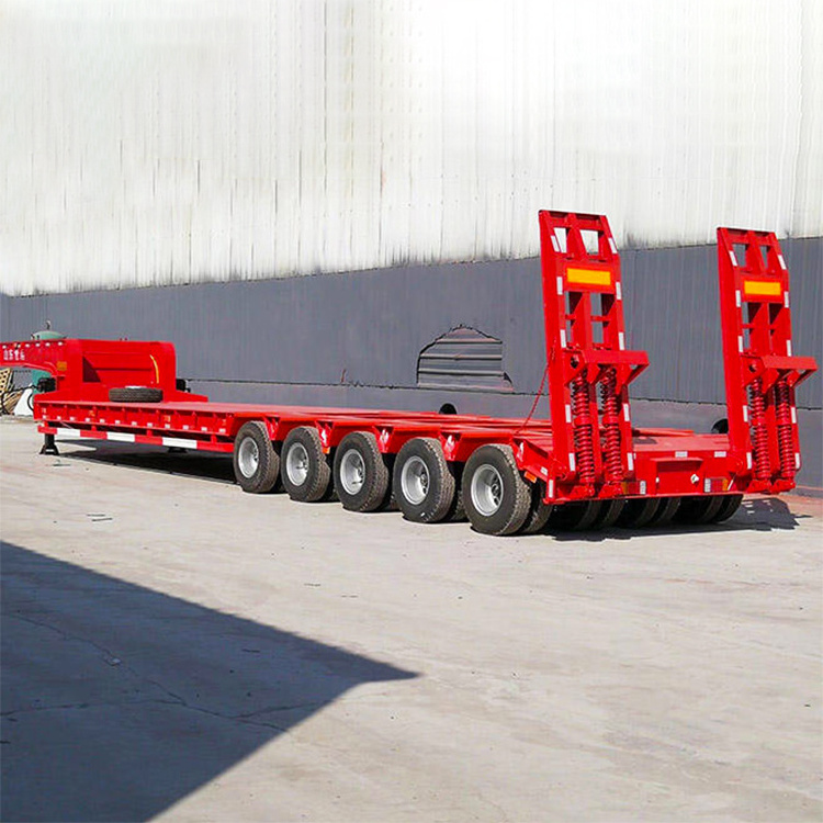 Hot sale 3 axis 4 axle 60 80 100 tons heavy duty gooseneck low loader low bed lowboy truck semi trailer