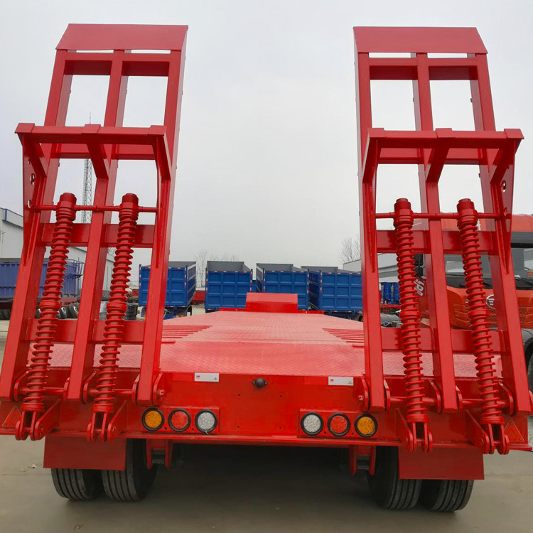 Front Load Low Bed 80 Ton Detachable Gooseneck Lowbed Lowboy Rigid Suspension Semi Traielr