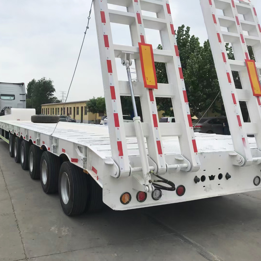 Front Load Low Bed 80 Ton Detachable Gooseneck Lowbed Lowboy Rigid Suspension Semi Traielr