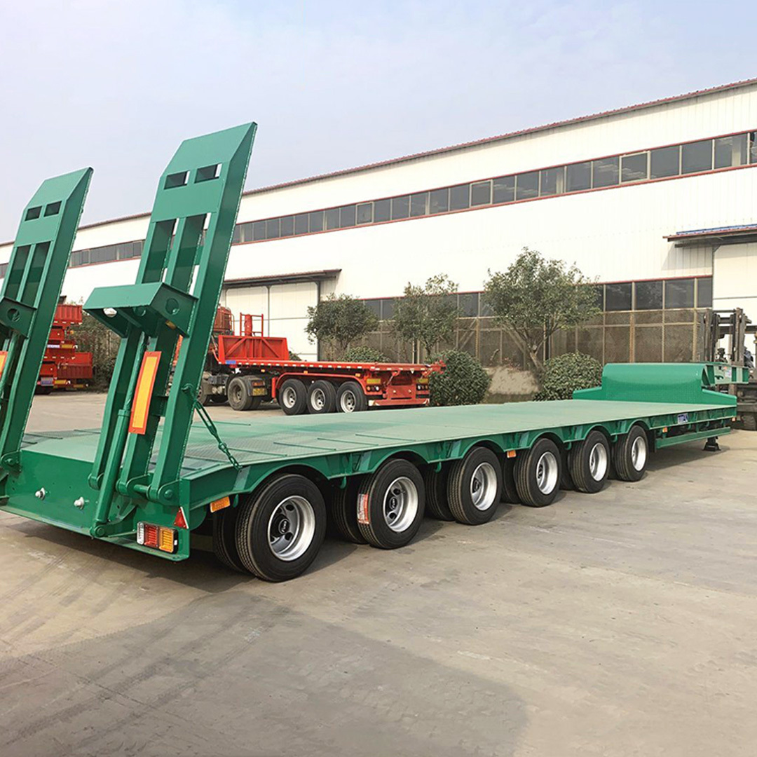 Excavator Transport 3 4 axle 50 60 ton gooseneck low bed Semi Truck Trailer for sale