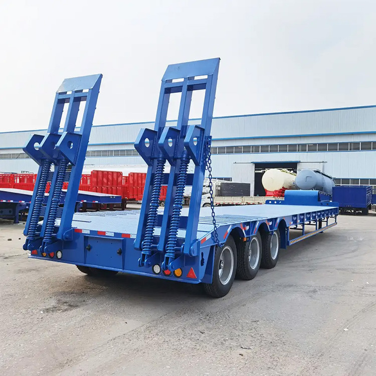 Factory Price 3 Axle 4 Axle 60ton 80 ton 100 tons hydraulic Gooseneck Lowbed lowboy low bed loader trucks semi trailer