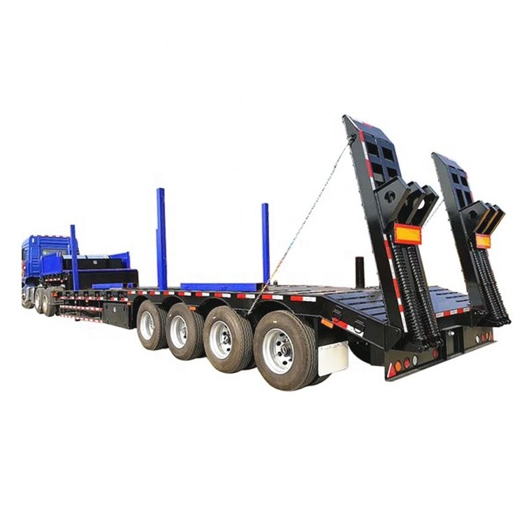 Factory Direct Selling New Heavy Duty Hydraulic 4 Axles Gooseneck Truck Transportation 80-100Tons Lowbed Machinery Semi Trailer