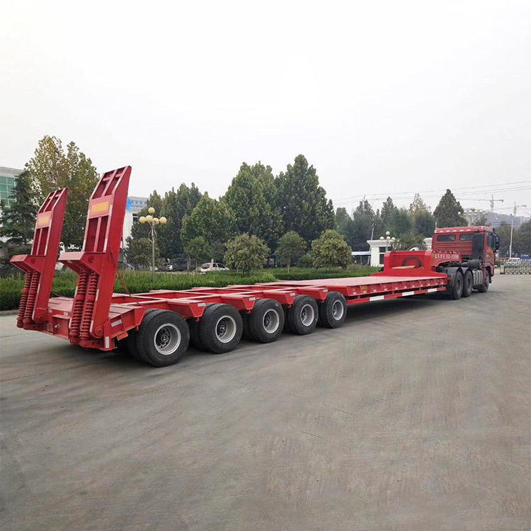 Hot sale 3 axis 4 axle 60 80 100 tons heavy duty gooseneck low loader low bed lowboy truck semi trailer