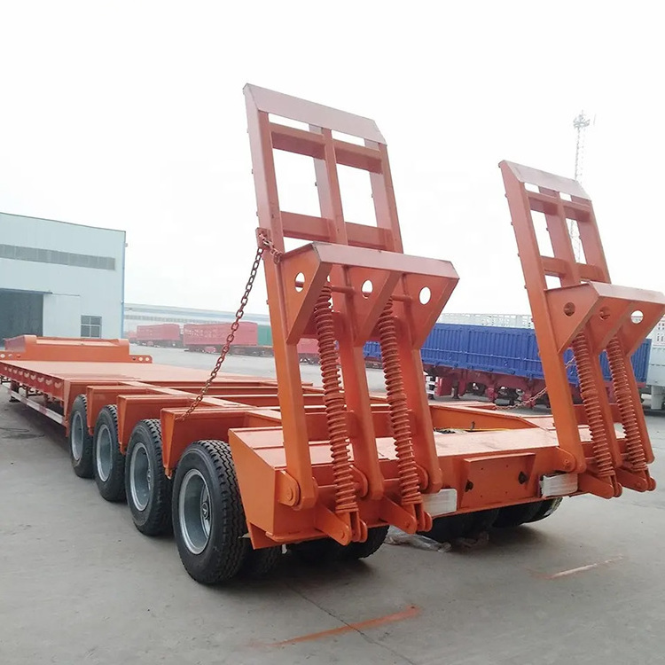 Factory Price 3 Axle 4 Axle 60ton 80 ton 100 tons hydraulic Gooseneck Lowbed lowboy low bed loader trucks semi trailer