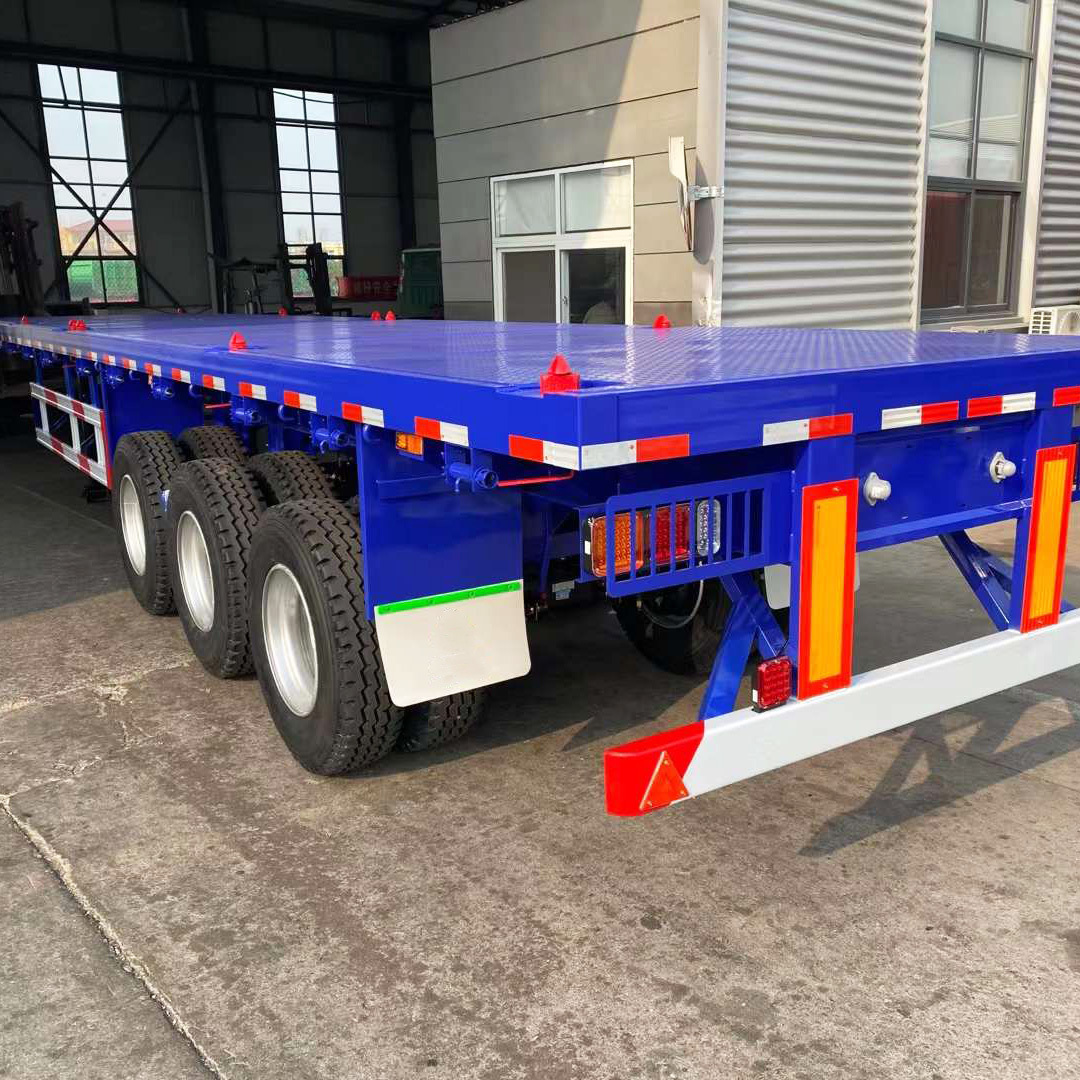 3 Axle 20FT Shipping Container Flatbed Semi Truck Bolster Trailers