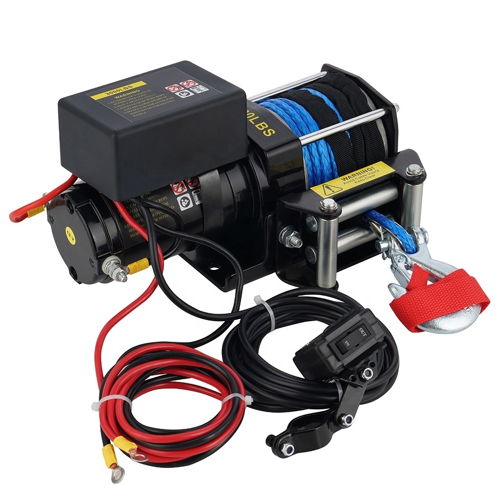 12V 3000lb Electric ATV Winch with Synthetic Rope