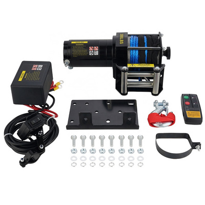 12V 3000lb Electric ATV Winch with Synthetic Rope