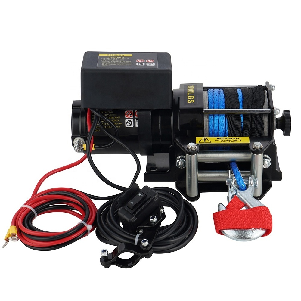 12V 3000lb Electric ATV Winch with Synthetic Rope