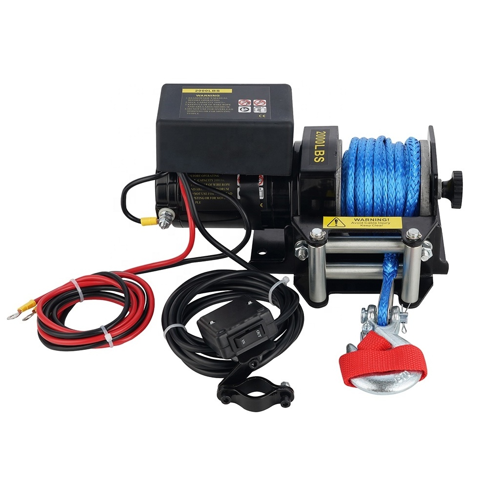 12v 2000lbs  atv winch with synthetic rope