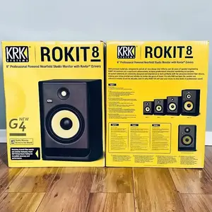 Assert New KRK RP8 Rokit 8 G4 Professional Bi-Amp 8 Powered Studio Monitor Pair Black Available  Discount Brand New